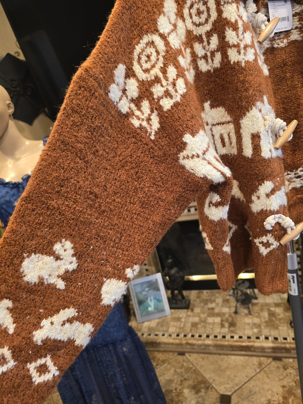 Free People Rust and Cream Toggle Knit Cardigan - Picture 4 of 7
